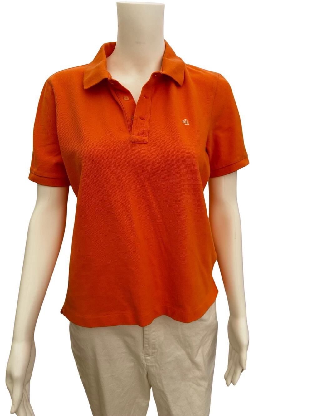 Vintage 90s Ralph Lauren Women’s Orange Polo Shirt Medium